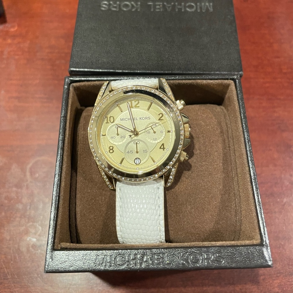 White strap, Gold face Women’s Michael Kors Watch